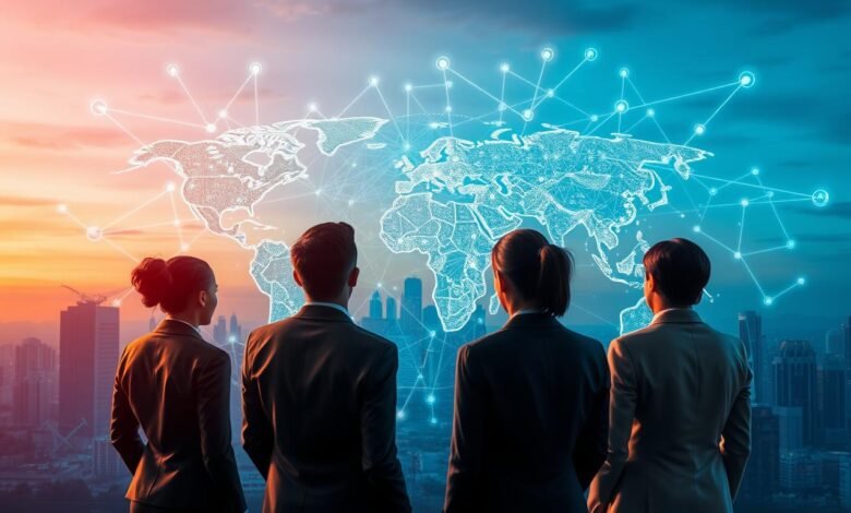 teknologi internet, komunikasi global, konektivitas digital